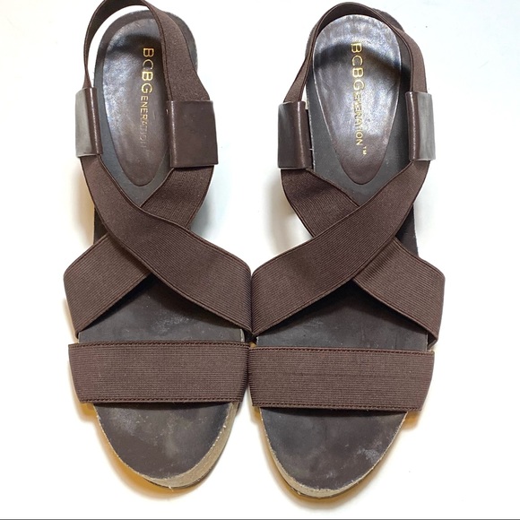 BCBGeneration Brown Wedge Sandal Size 7.5 - Picture 4 of 10